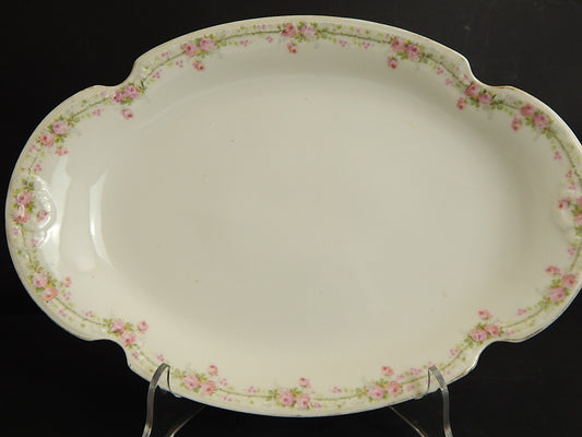 ANTICO VASSOIO PORCELLANA BIANCA GINORI LIBERTY GHIRLANDA DI ROSE NODI D'AMORE