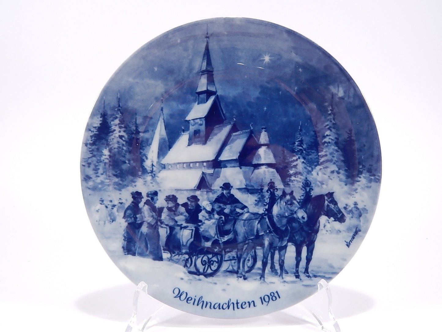 VINTAGE PIATTO PORCELLANA COLLEZIONE NATALE 1981 BERLIN DESIGN CHRISTMAS PLATE