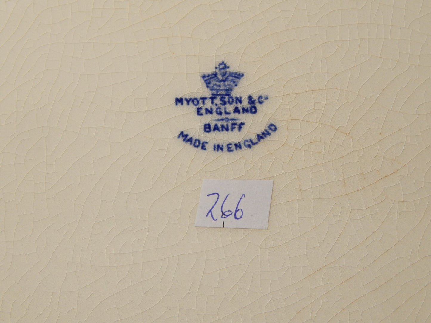 ANTICO GRANDE VASSOIO CERAMICA MYOTT SON STAFFORDSHIRE ENGLAND BANFF BIANCO BLU