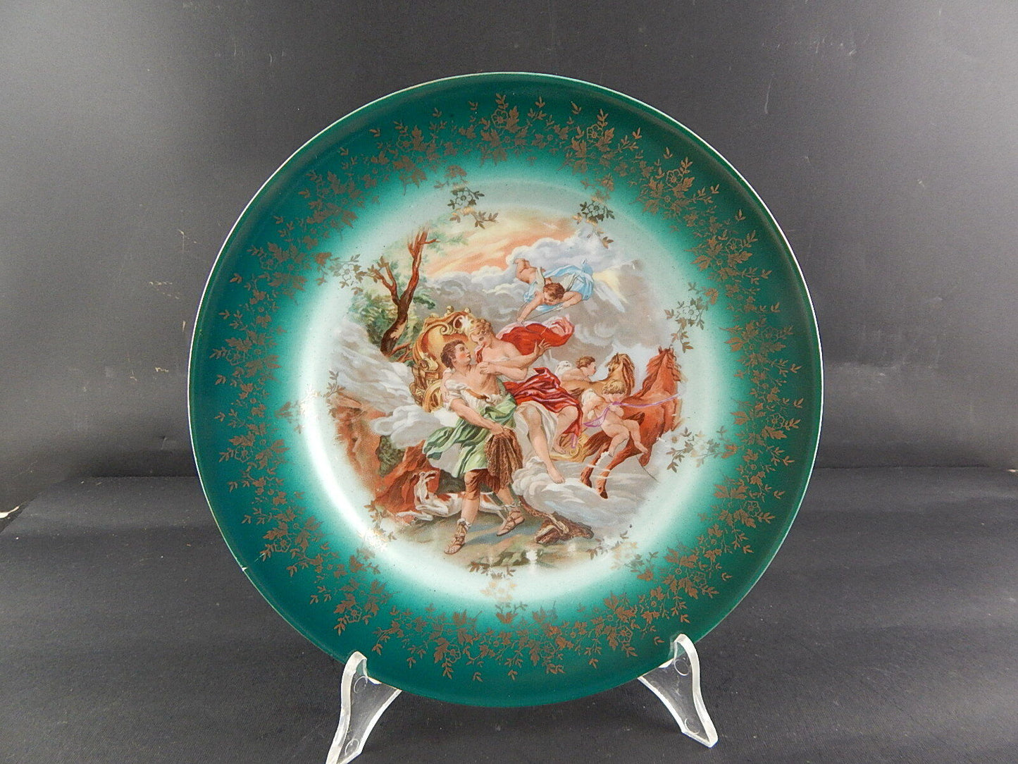 ANTICO RARO PIATTO PORCELLANA IMPERO VIENNA COLLEZIONE SCENA MITOLOGICA DIFETTO