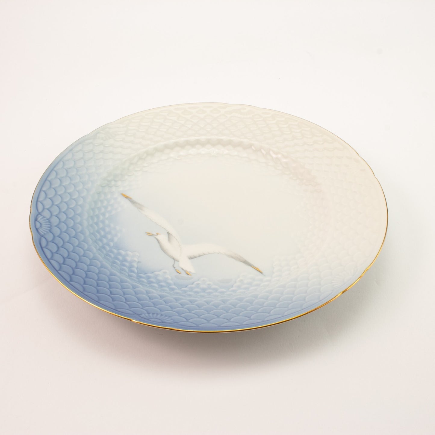 PIATTO PIANO 25 CM PORCELLANA E ORO ZECCHINO SERVIZIO GABBIANI BING&GRONDAHL 25