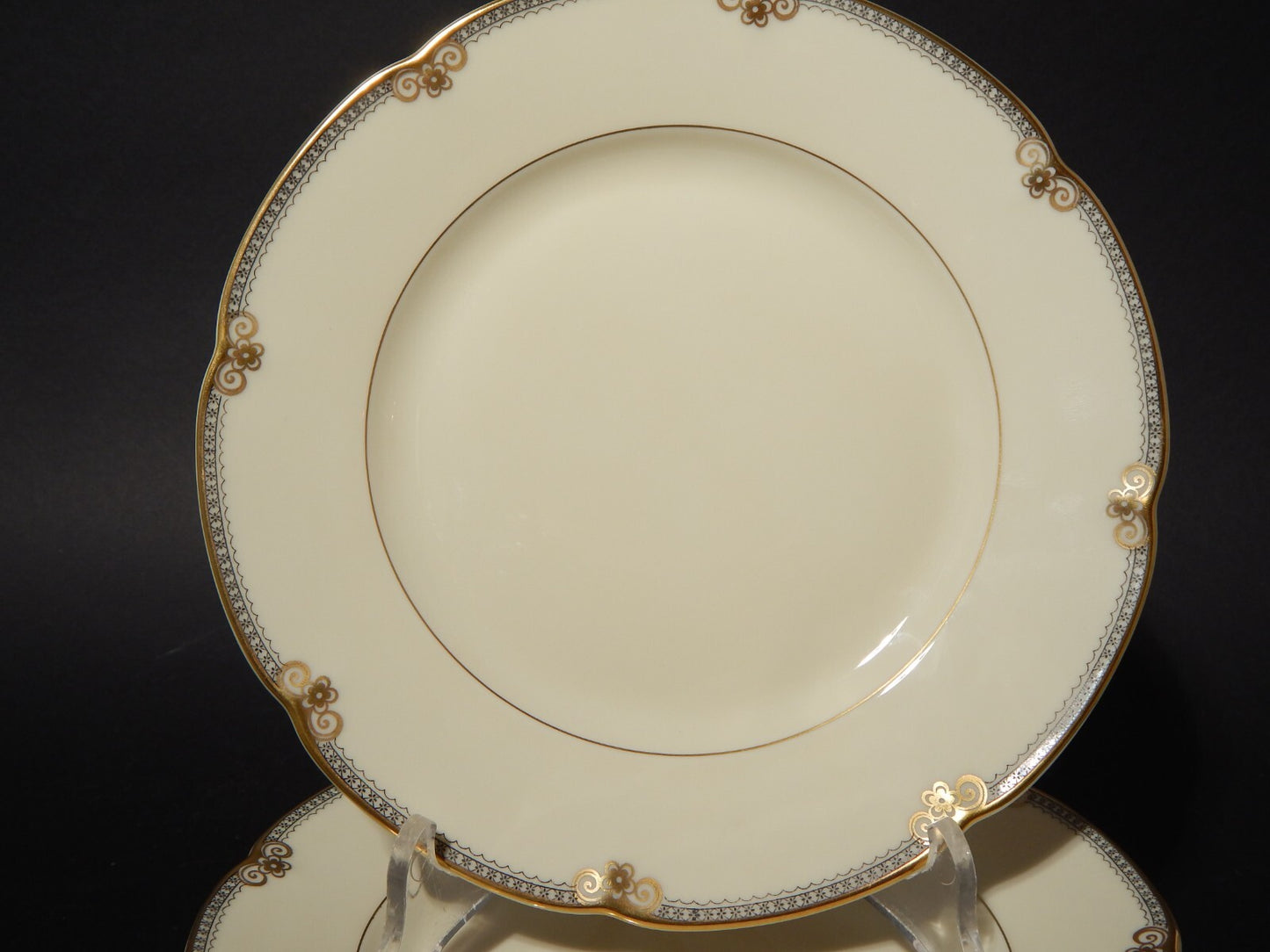 ANTICO EPOCA ART DECO SERVIZIO TORTA DESSERT 6 PIATTI PORCELLANA ROYAL TETTAU