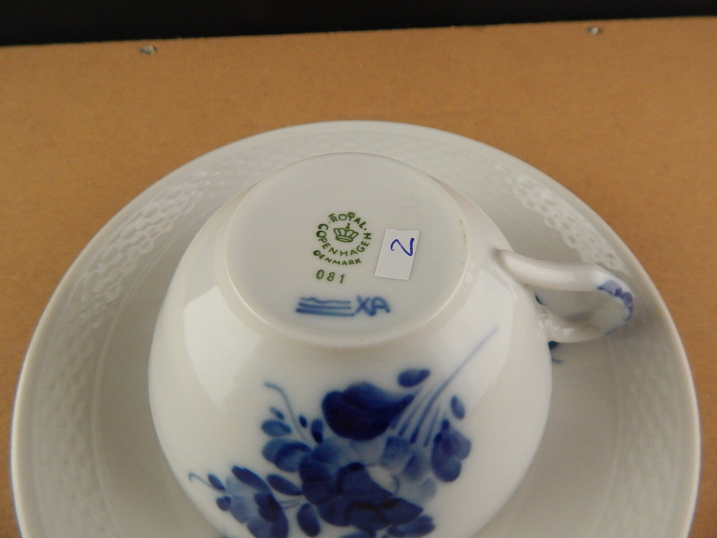 ROYAL COPENHAGEN PORCELLANA BLUE FLOWER TEA CUP SAUCER TAZZA TÈ DIPINTA MANO #2
