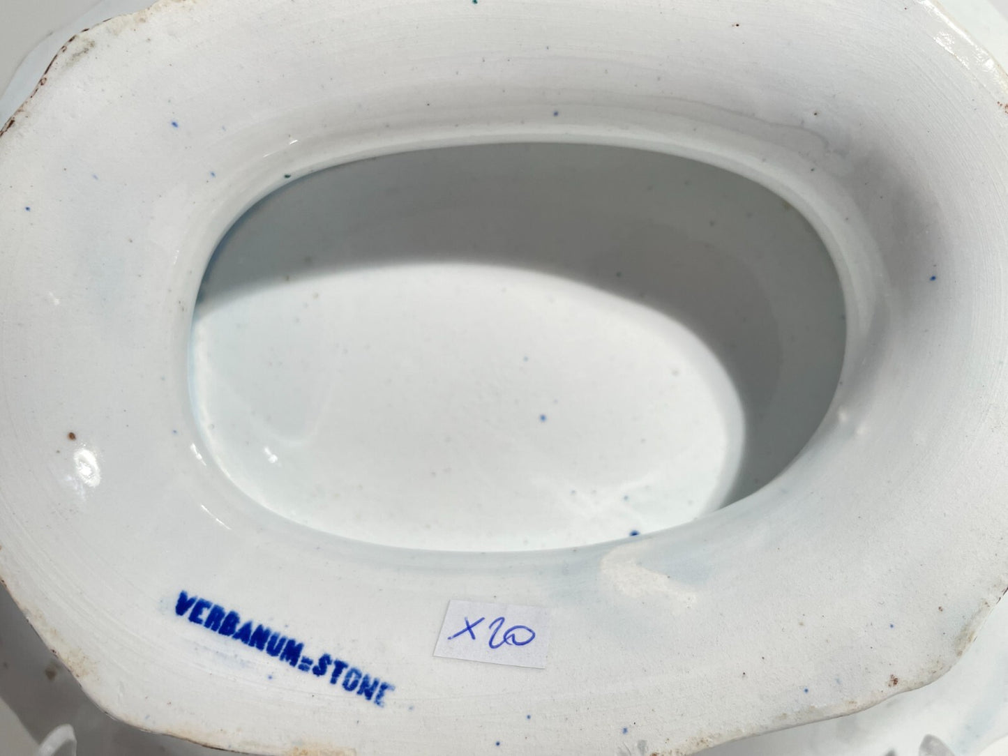 ANTICA RARA ALZATA CENTROTAVOLA CERAMICA VERBANUM STONE LAVENO DECORO JARDINIERE