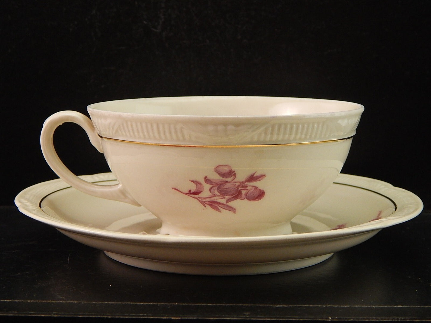 PREZIOSO ANTICO TRIO TE' PORCELLANA ZEH SCHERZER BAVARIA DECORO ROSA FUCSIA