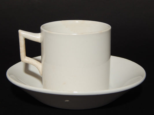 ANTICA PREZIOSA PORCELLANA BIANCA IMPERO TAZZINA CAFFÈ E PIATTINO RICHARD MILANO