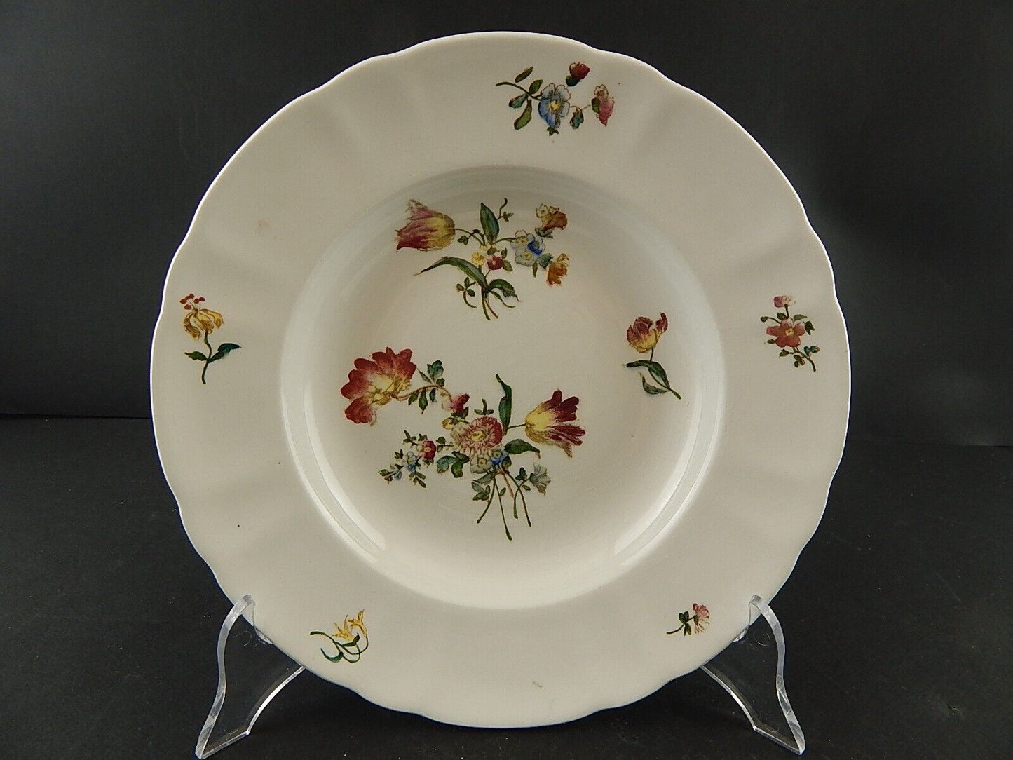 ANTICO 1800 RARISSIMO PIATTO FONDO CERAMICA RICHARD MILANO DECORO DRESDEN A131