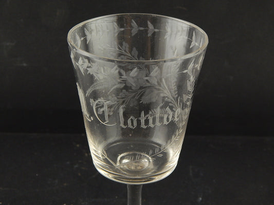 ANTICO 1800 COLLEZIONE CALICE CRISTALLO INCISO ALL'ACIDO M. CLOTILDE