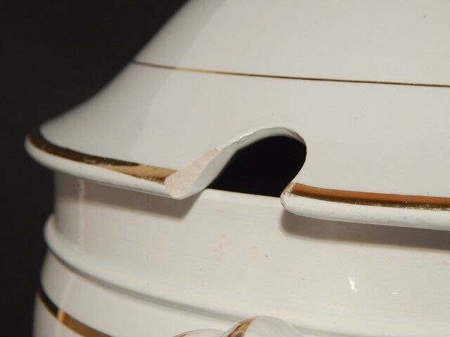 ANTICA RARA ZUPPIERA CERAMICA RICHARD MILANO FINE 800 BIANCO E ORO STILE IMPERO