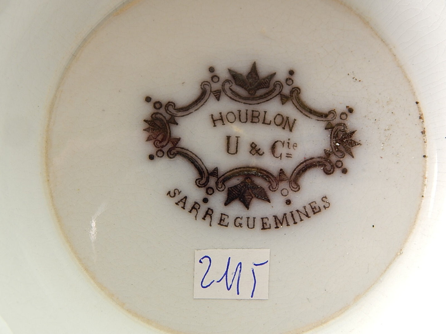 ANTICA RARA ZUPPIERA CENTROTAVOLA CERAMICA SARREGUEMINES U&Cie HUBLON 1800