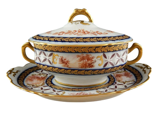 ANTICA 1922 SALSIERA PICCOLA ZUPPIERA PORCELLANA MARCHIO SEVRES DECORATORE DENIS