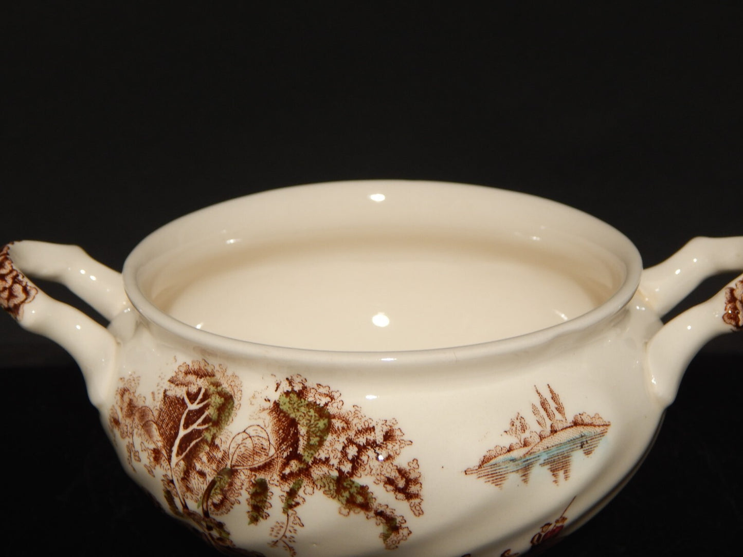 VINTAGE ZUCCHERIERA SEMI PORCELLANA JOHNSON BROS THE OLD MILL STAMPATA A MANO