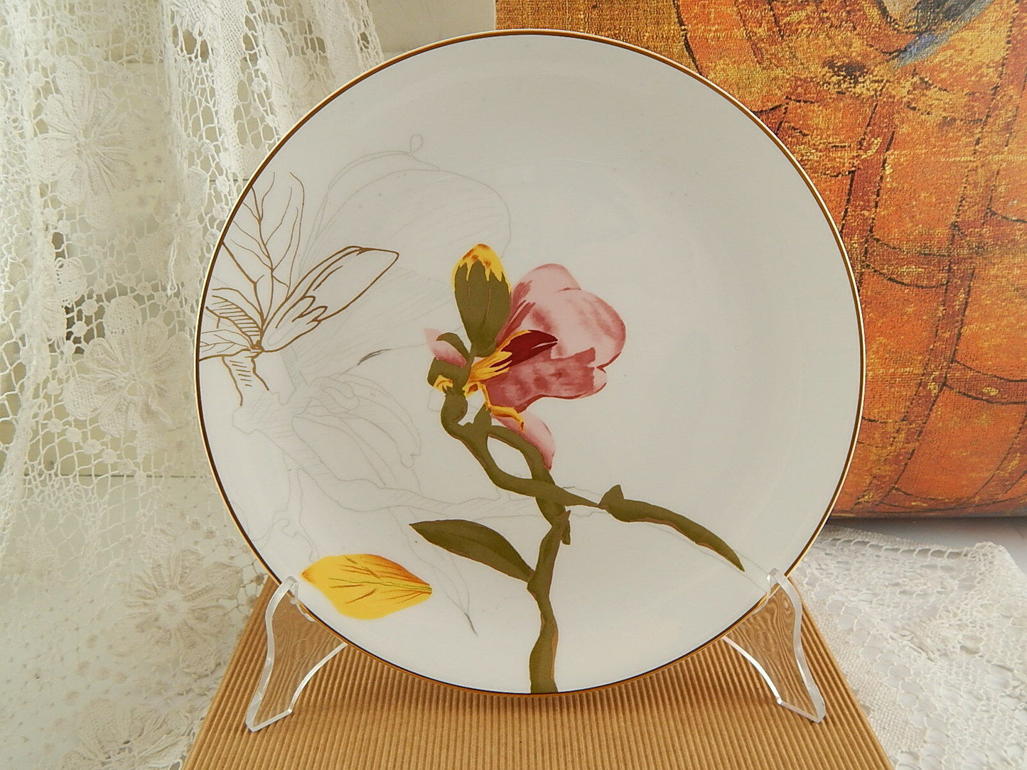 ROYAL COPENHAGEN PIATTO PORCELLANA COLLEZIONE FLORA MAGNOLIA PRIMA SCELTA 22 CM