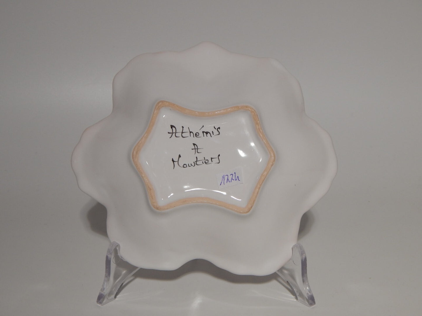 VINTAGE CIOTOLA SVUOTA TASCHE POSACENERE CERAMICA DIPINTA A MANO MOUSTIERS