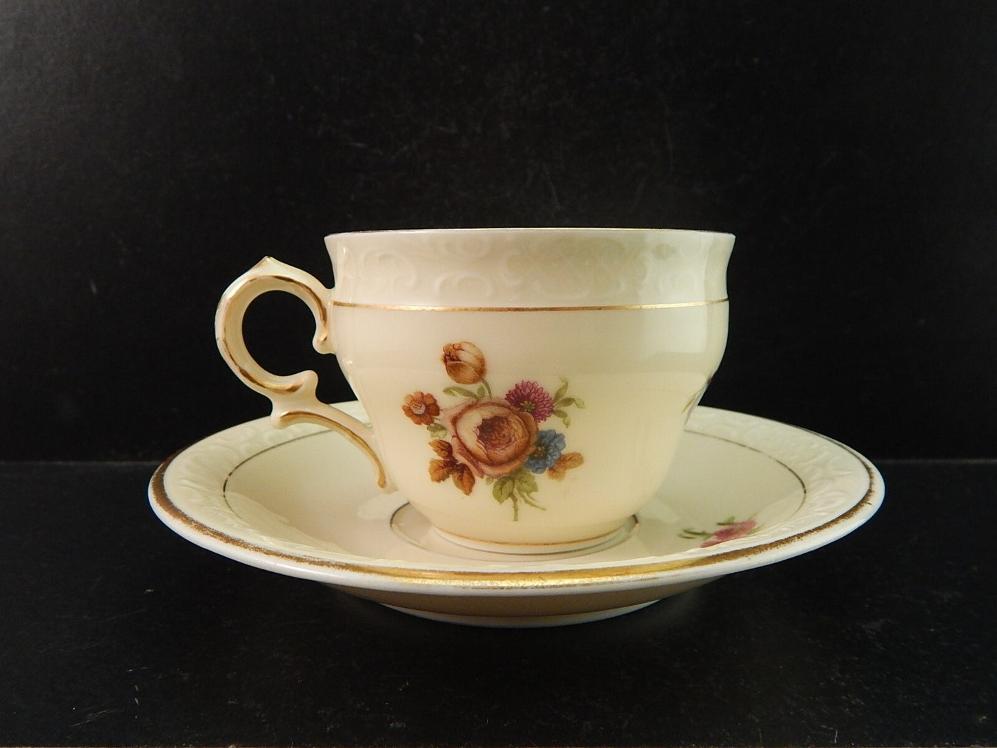 ANTICA TAZZA KPM COPENHAGEN PORCELLANA BOUQUET DI FIORI E ORO DEL 1924 #1207