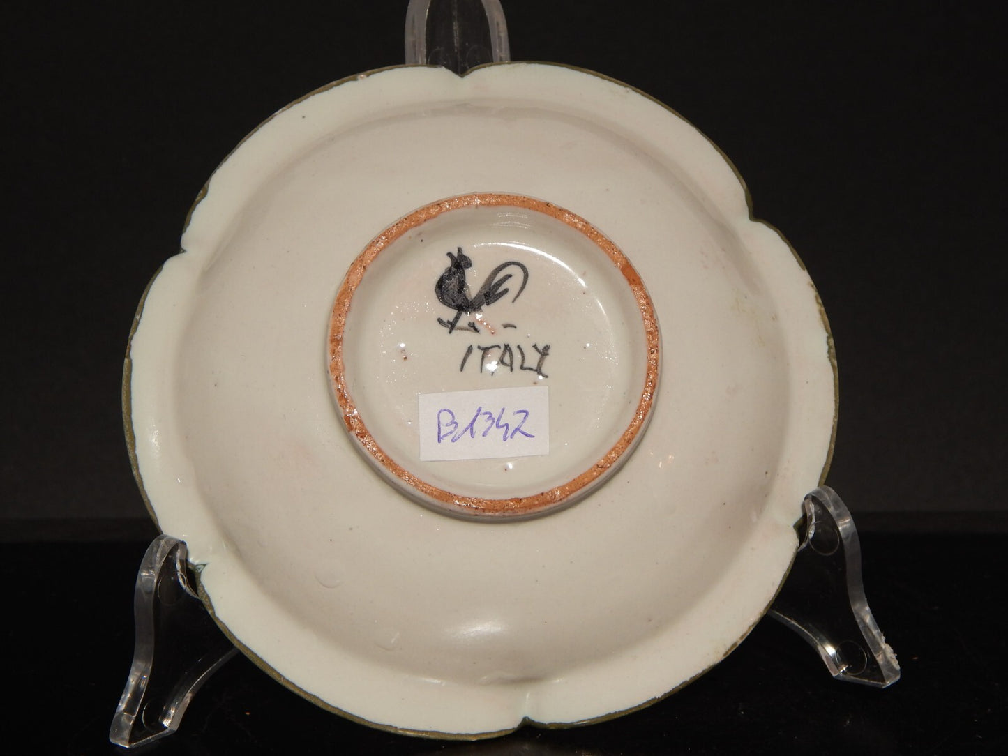 ANTICA RARA TAZZA E PIATTINO IN MAIOLICA CERAMICA CANTAGALLI FIRENZE ITALY #1347