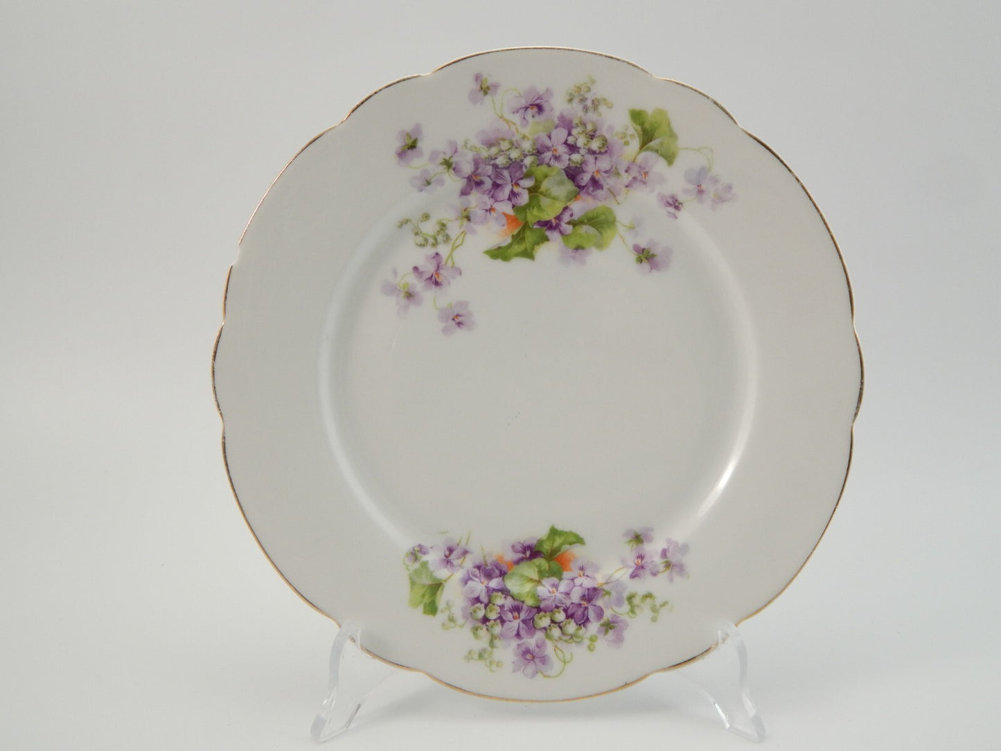 ANTICO LOTTO 6 PIATTI LIBERTY PORCELLANA BAVARIA VIOLETTE FINE 800 CON DIFETTI