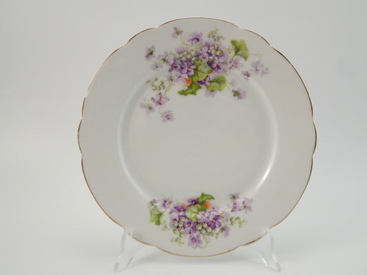 ANTICO LOTTO 6 PIATTI LIBERTY PORCELLANA BAVARIA VIOLETTE FINE 800 CON DIFETTI