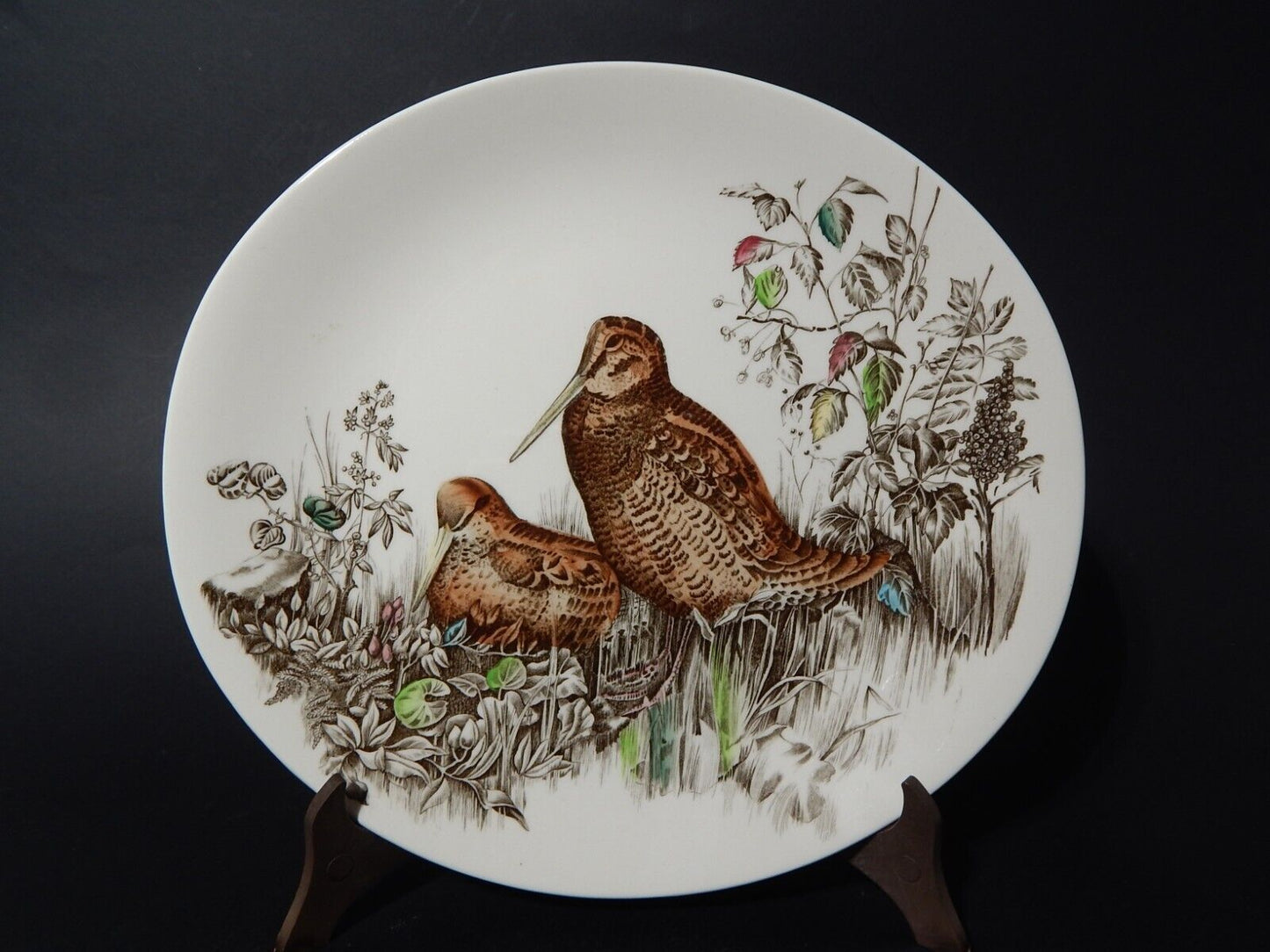 VINTAGE PIATTO OVALE PORCELLANA JOHNSON BROS COLLEZIONE GAME BIRDS WOODCOCK