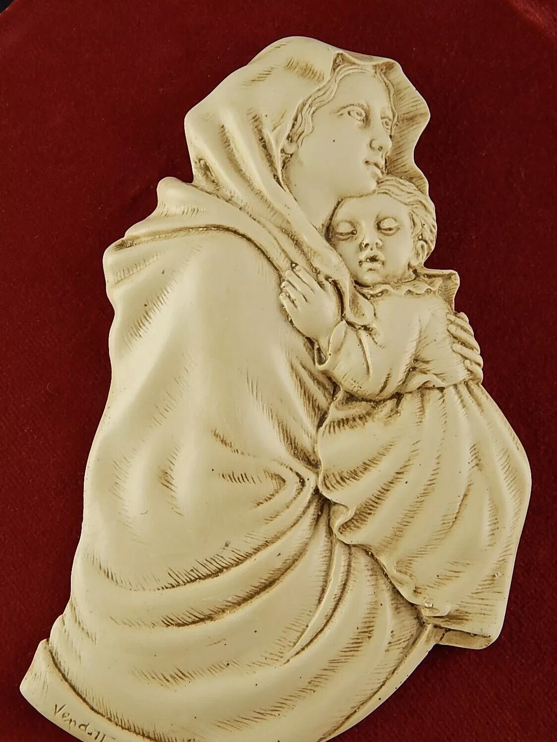 VINTAGE BASSO RILIEVO FIRMATA VENDITTI ISPIRATA A MADONNA DEL RIPOSO