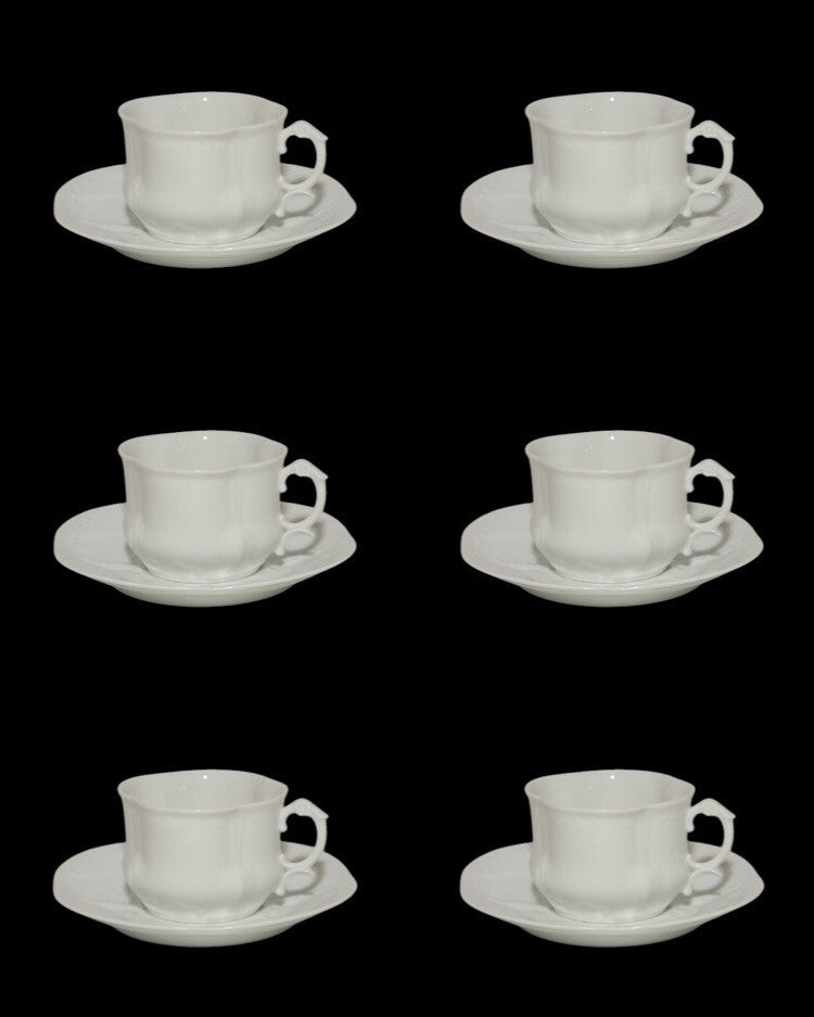 ANTICA PRIMA META' 900 SERVIZIO 6 TAZZE DA TE' PORCELLANA BIANCA LIMOGES GIRAUD