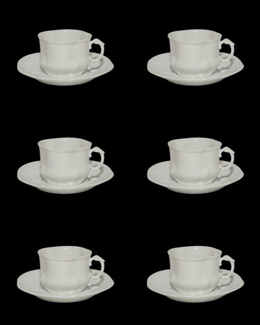 ANTICA PRIMA META' 900 SERVIZIO 6 TAZZE DA TE' PORCELLANA BIANCA LIMOGES GIRAUD