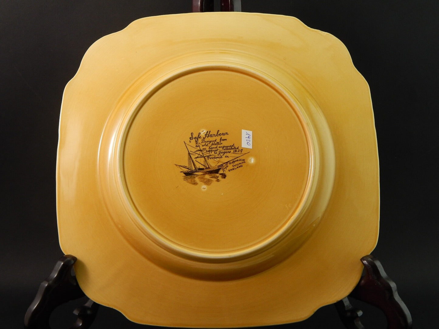 VINTAGE VASSOIO QUADRATO ROYAL STAFFORDSHIRE CERAMICS ENGLAND SAFE HARBOUR