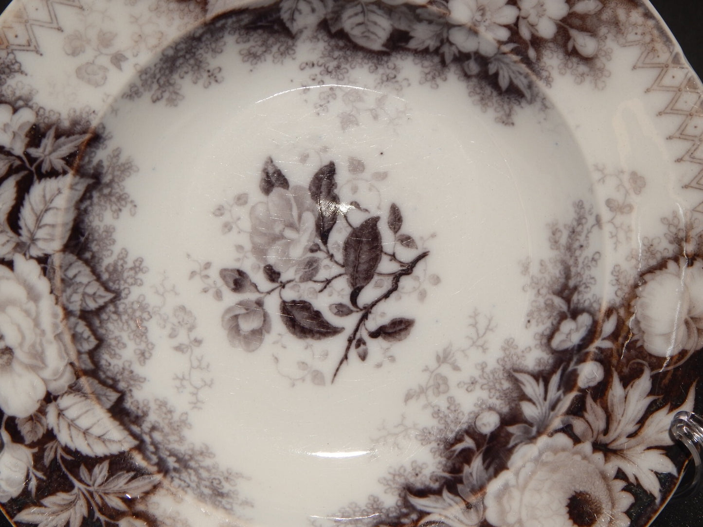 ANTICO RARO PIATTO FONDO CERAMICA DECORO JARDINIERE VILLEROY & BOCH FINE '800