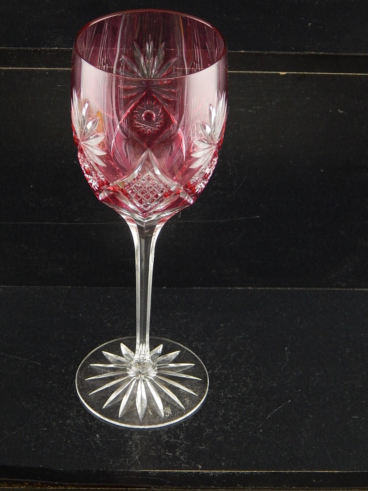PREZIOSO VINTAGE BICCHIERE CALICE CRISTALLO GERMANIA MOLATO NACHTMANN RUBINO