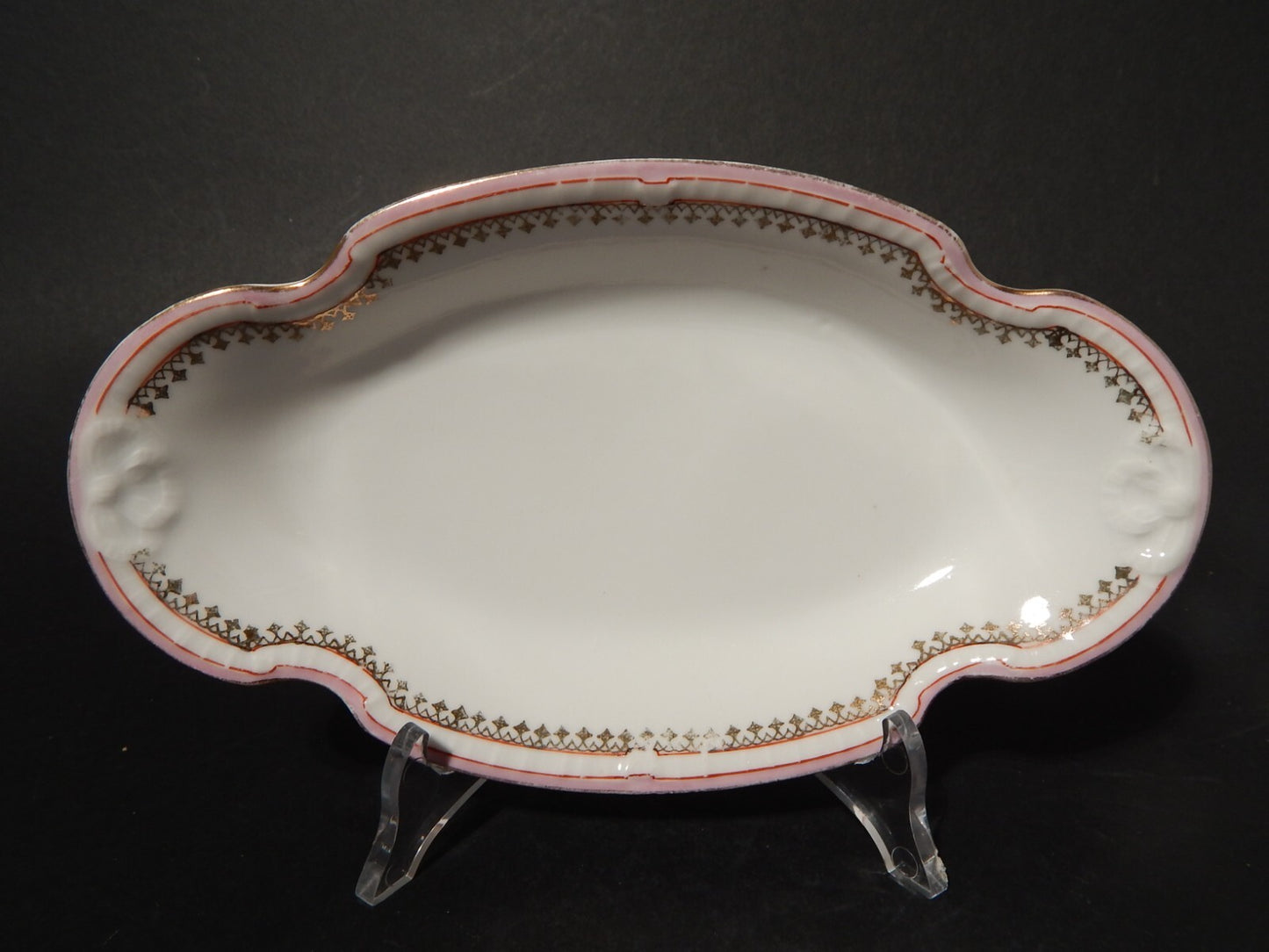 ANTICA RAVIERA VASSOIO PORCELLANA GINORI LIBERTY DECORO ROSA E ORO