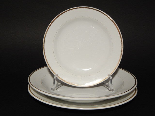 ANTICO SERVIZIO 18 PIATTI CERAMICA RICHARD MILANO FINE 800 BIANCO E ORO IMPERO