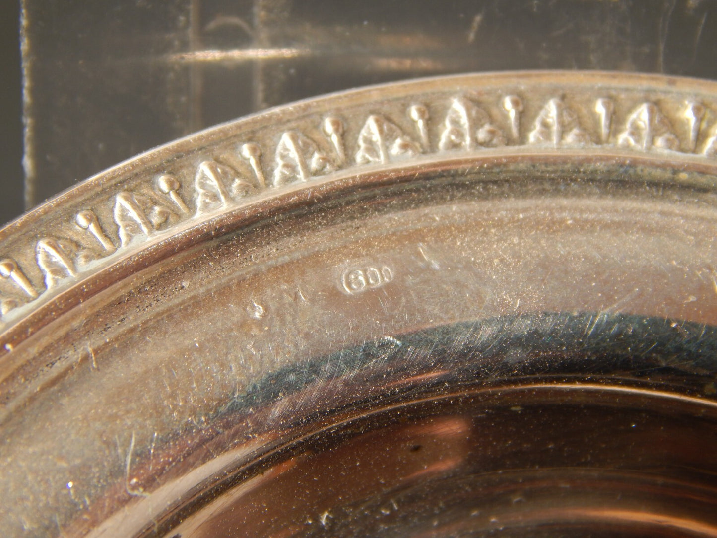 ANTICA STILE IMPERO SALIERA PORTA SALE IN ARGENTO 800 CON CUCCHIAINO