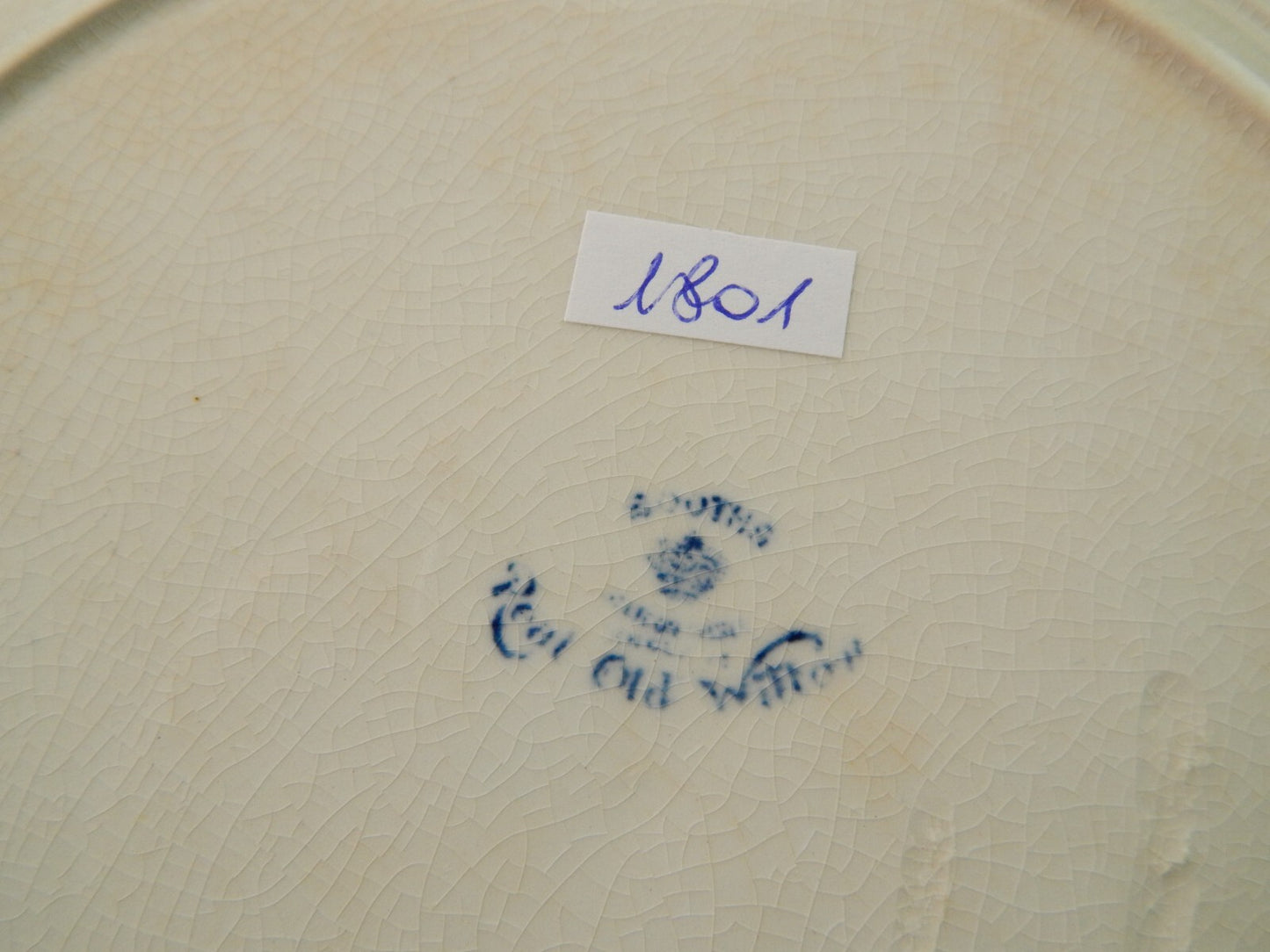 ANTICO REAL OLD WILLOW BOOTHS PIATTO PORCELLANA INGLESE BIANCO BLU E ORO #1801