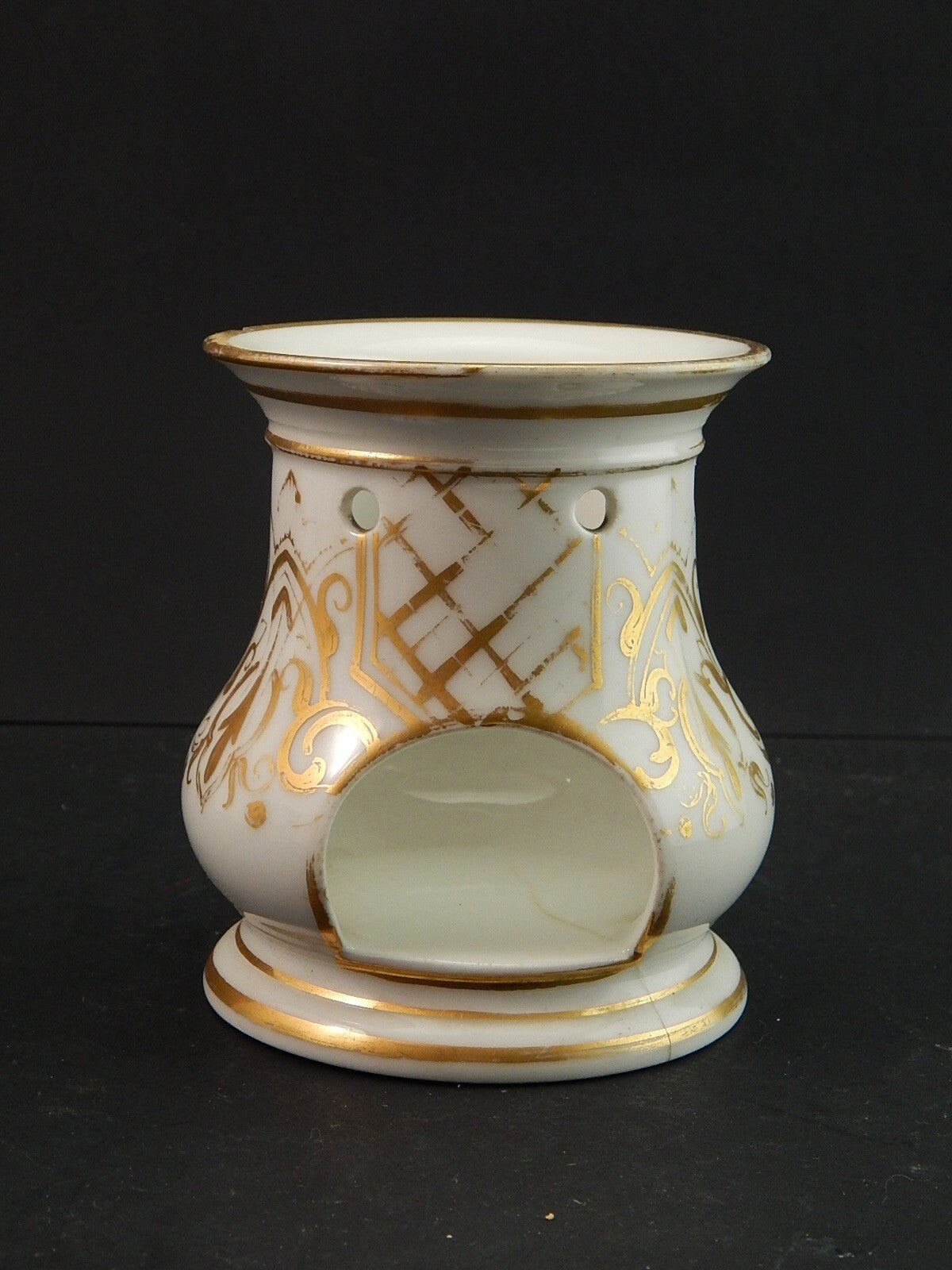 RARA ANTICA VEILLEUSE TEIERA E SCALDINO IMPERO NAPOLEONE III PORCELLANA PARIGI