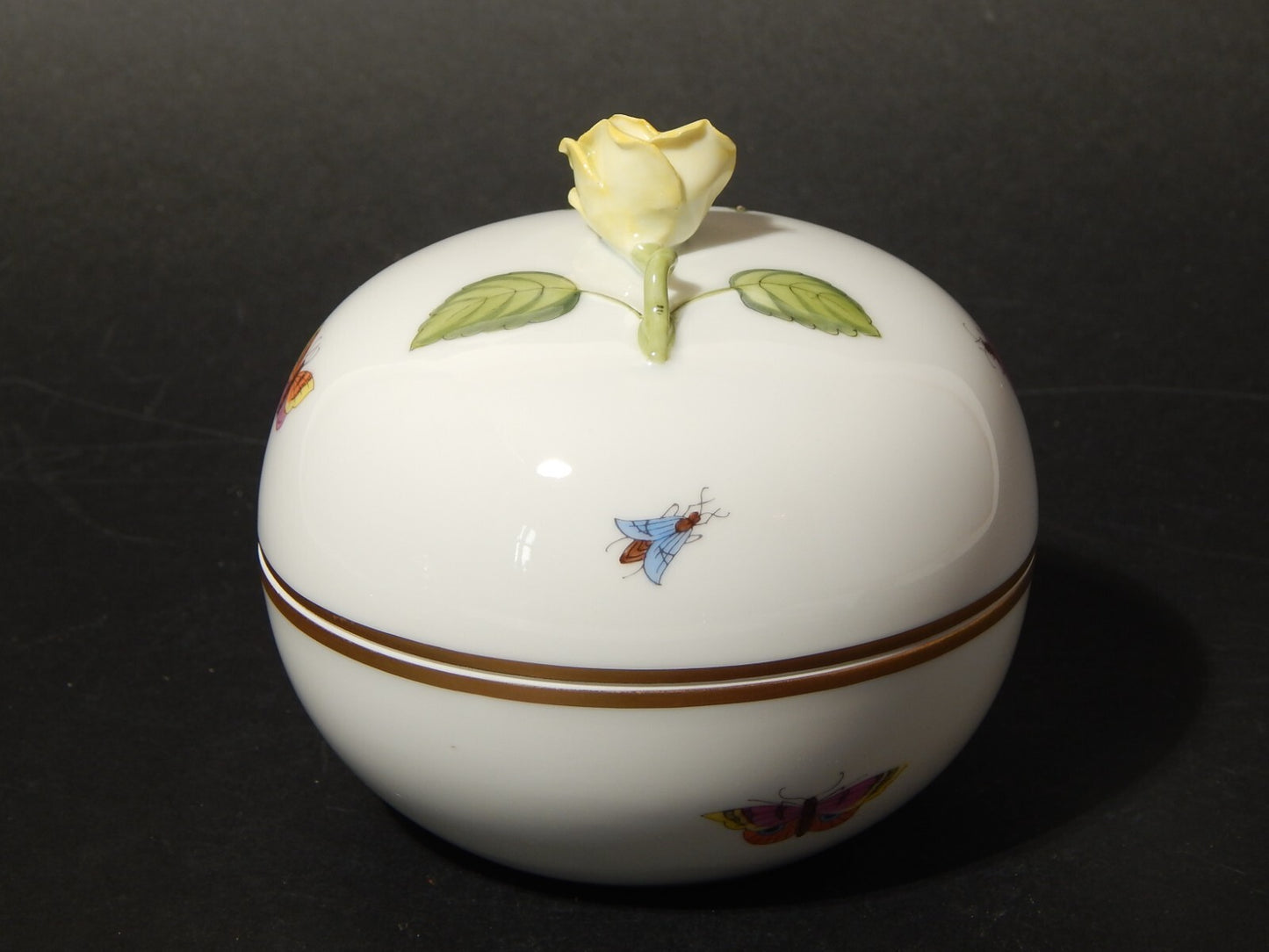 PORCELLANA HEREND COFANETTO BOMBONIERA PORCELLANA ROTHSCHILD ROSA GIALLA