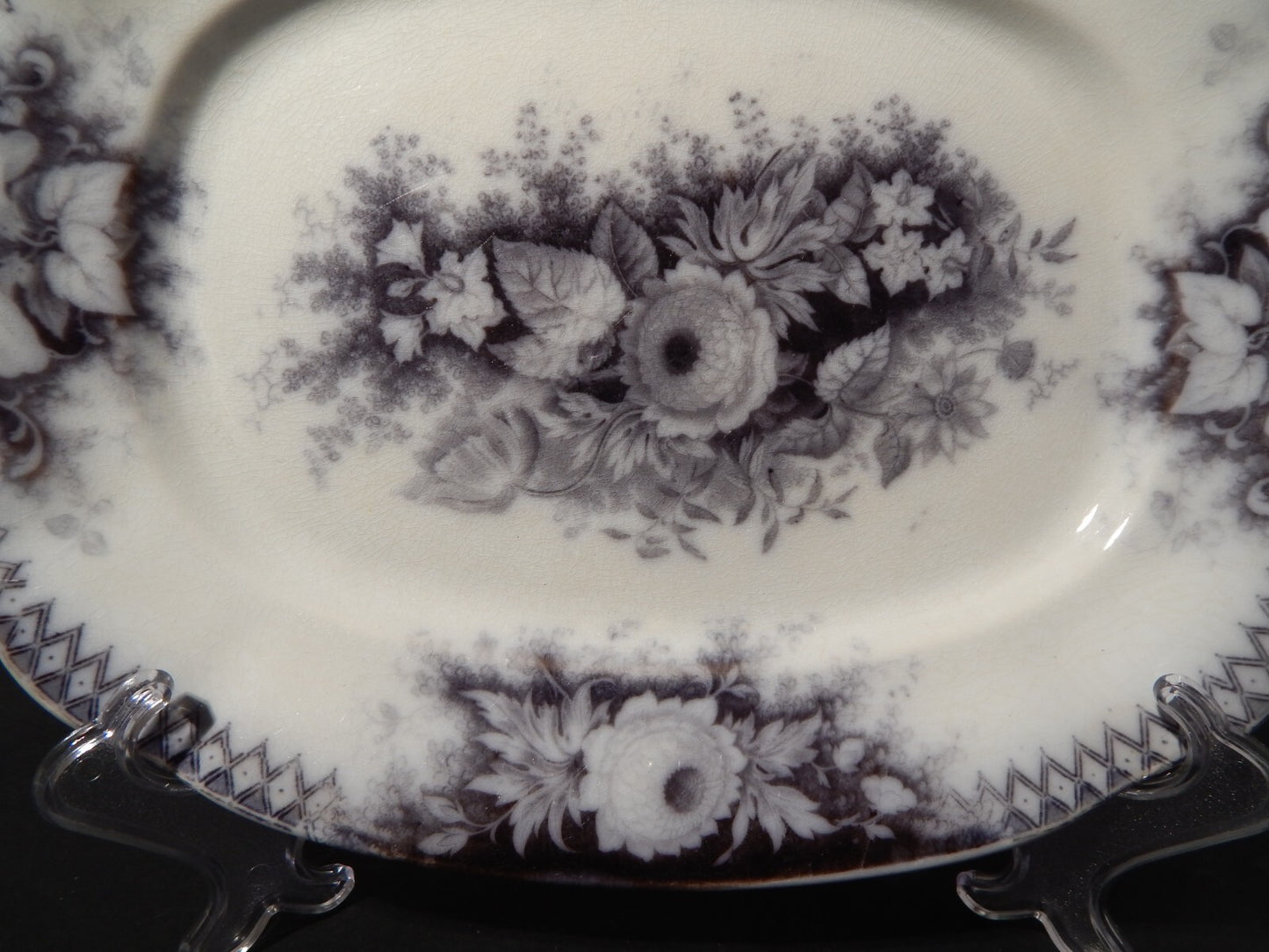 ANTICO RARO VASSOIO CERAMICA DECORO JARDINIERE VILLEROY & BOCH FINE '800