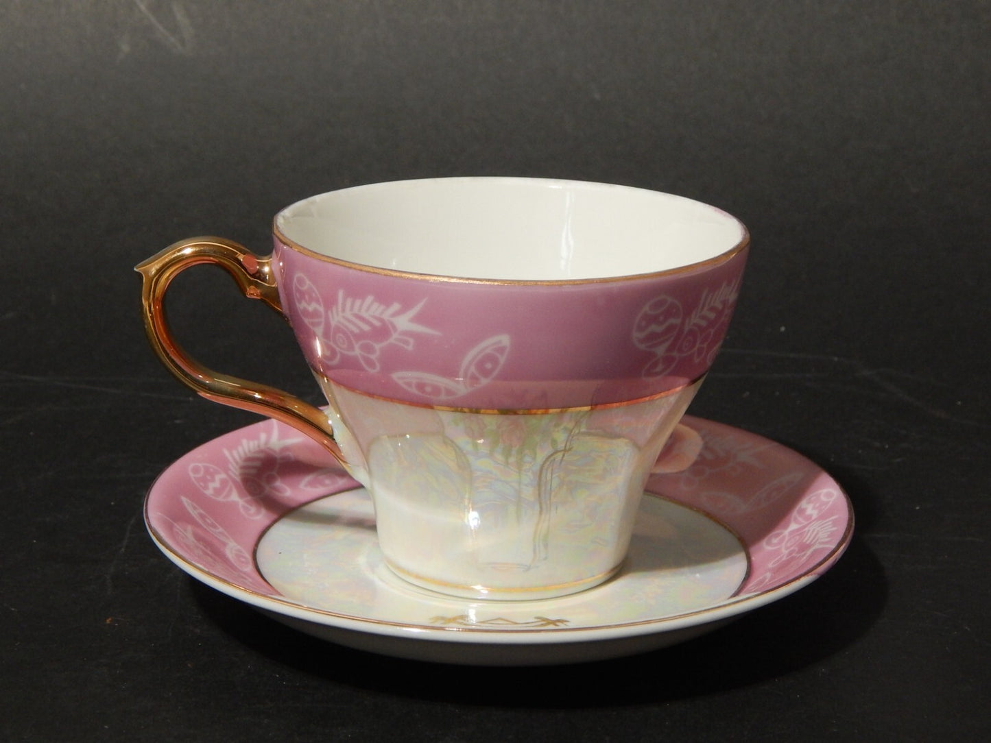 ANTICA TAZZA TE' PORCELLANA A LUSTRO ART NOUVEAU LIBERTY TIL LIKKE