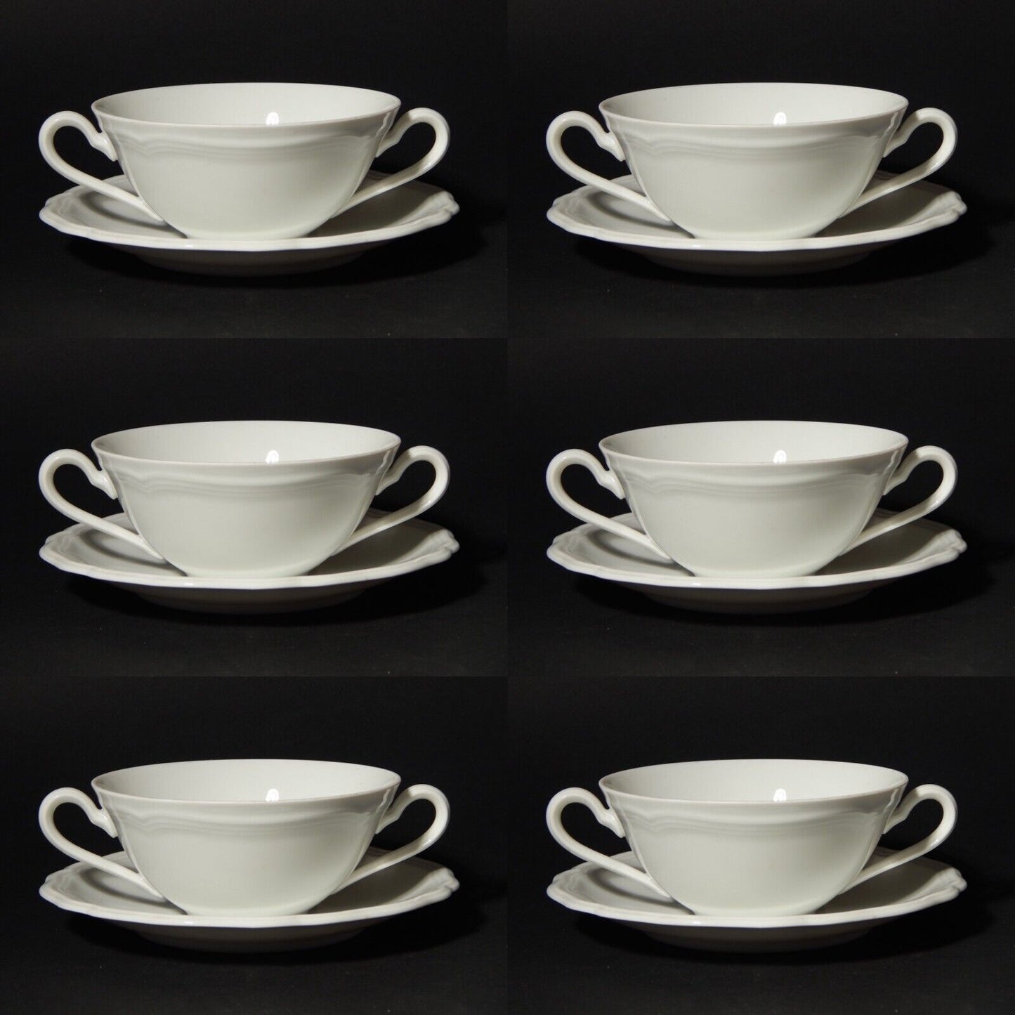 ANTICO SERVIZIO 6 TAZZE BRODO PORCELLANA BIANCA MARIE LUISE BAVARIA SELTMANN W.