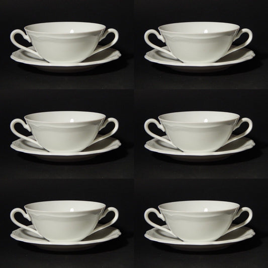 ANTICO SERVIZIO 6 TAZZE BRODO PORCELLANA BIANCA MARIE LUISE BAVARIA SELTMANN W.