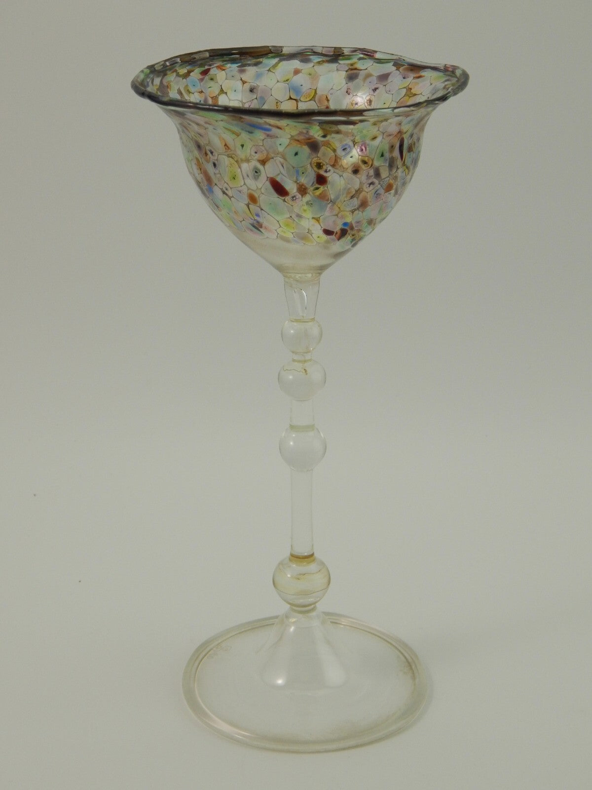 ANTICO RARISSIMO CALICE MURANO VETRO SOFFIATO ARTISTICO COLLEZIONE CM 22