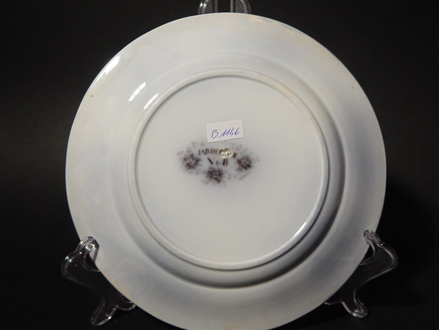 ANTICO PIATTO CERAMICA DISEGNO JARDINIERE VILLEROY & BOCH FINE '800 difetto 1146