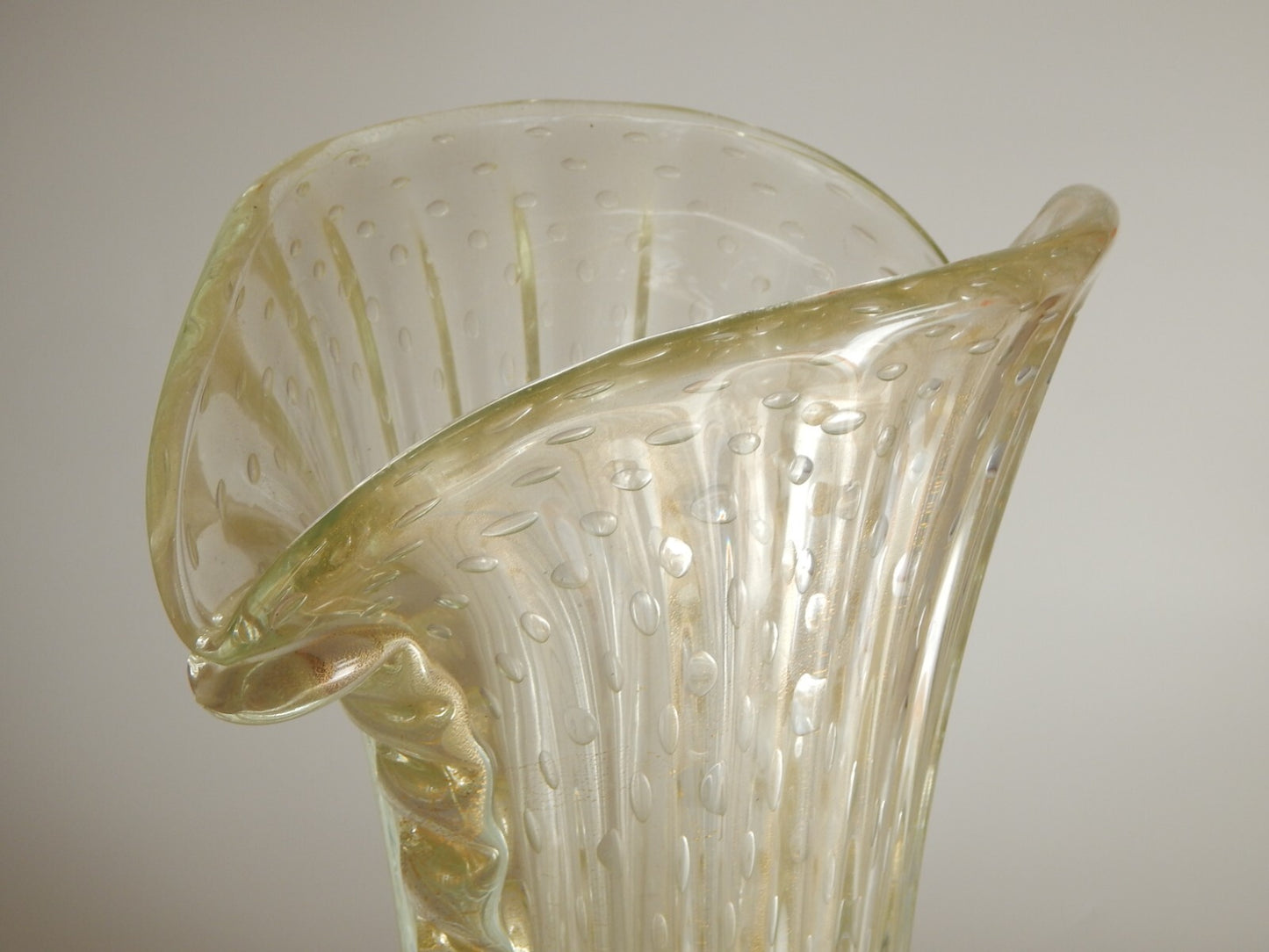 ART DECO RARO ANTICO GRANDE VASO A BOLLE VETRO SOFFIATO FIRMATO TOSO MURANO