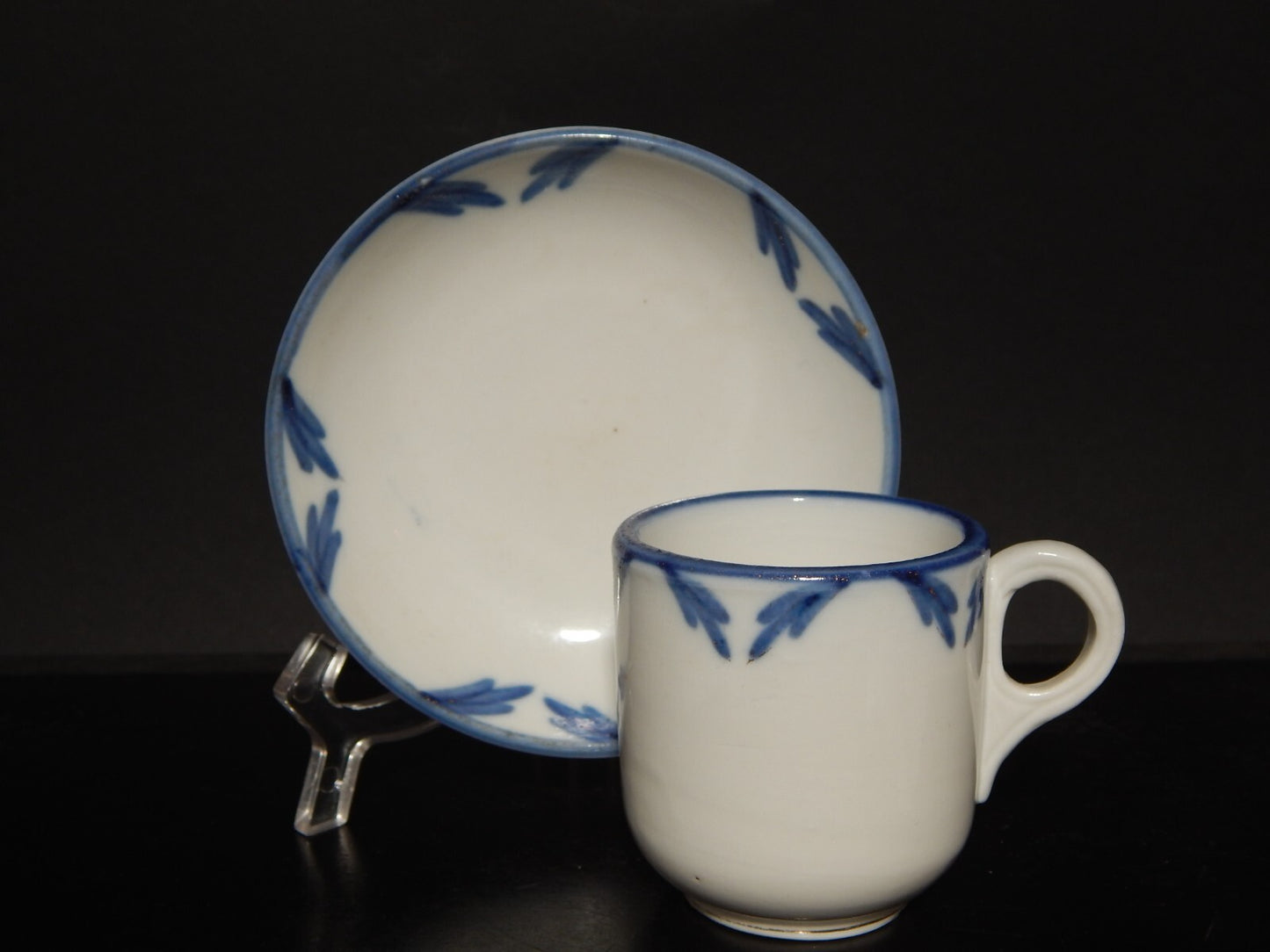 PROBABILE GINORI DOCCIA ANTICA RARA TAZZA PORCELLANA DOPPIO SPESSORE BIANCA BLU