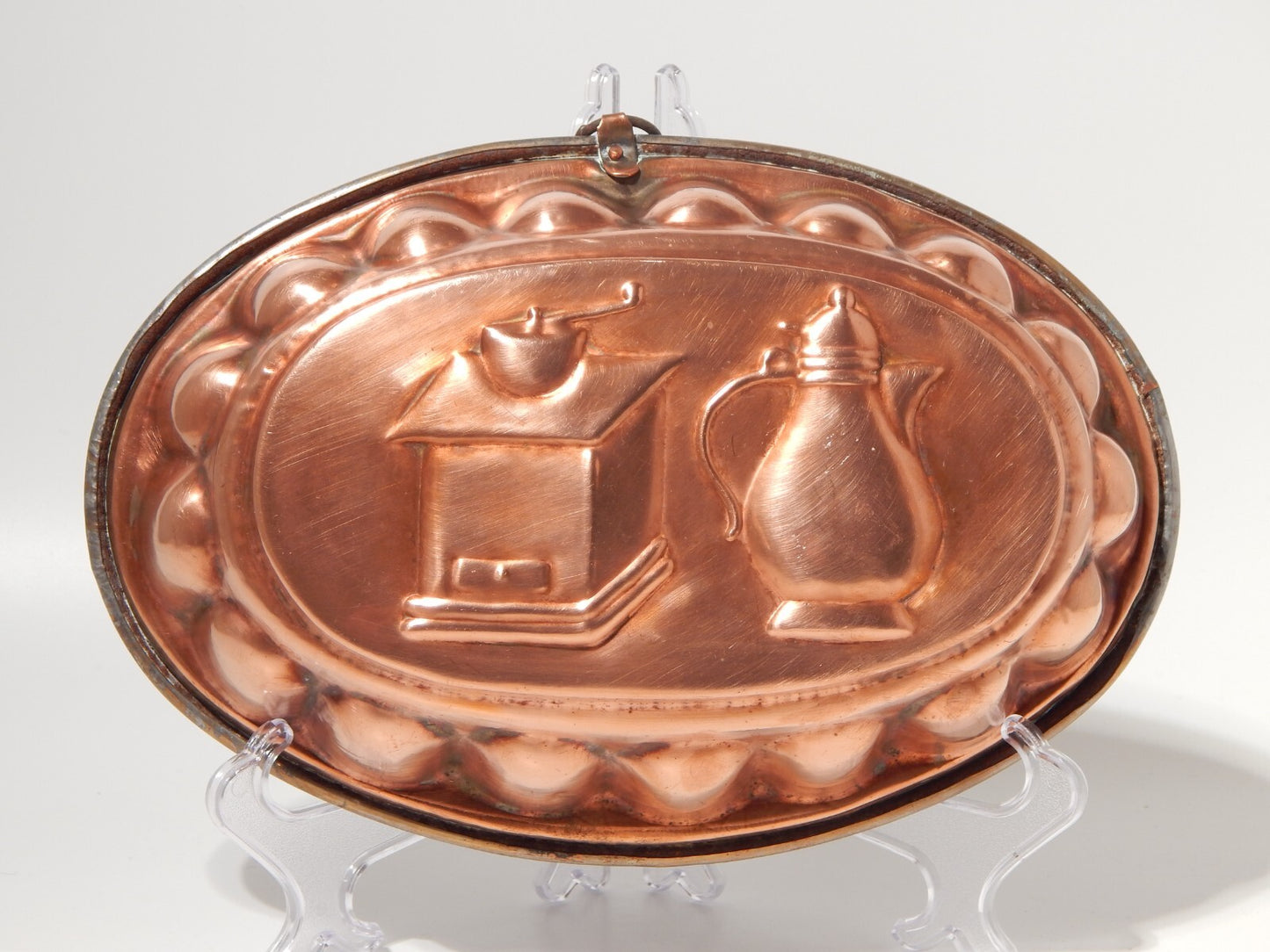 VINTAGE CUCINA FORMELLA STAMPO OVALE RAME PRIMA META' 900 CM 31