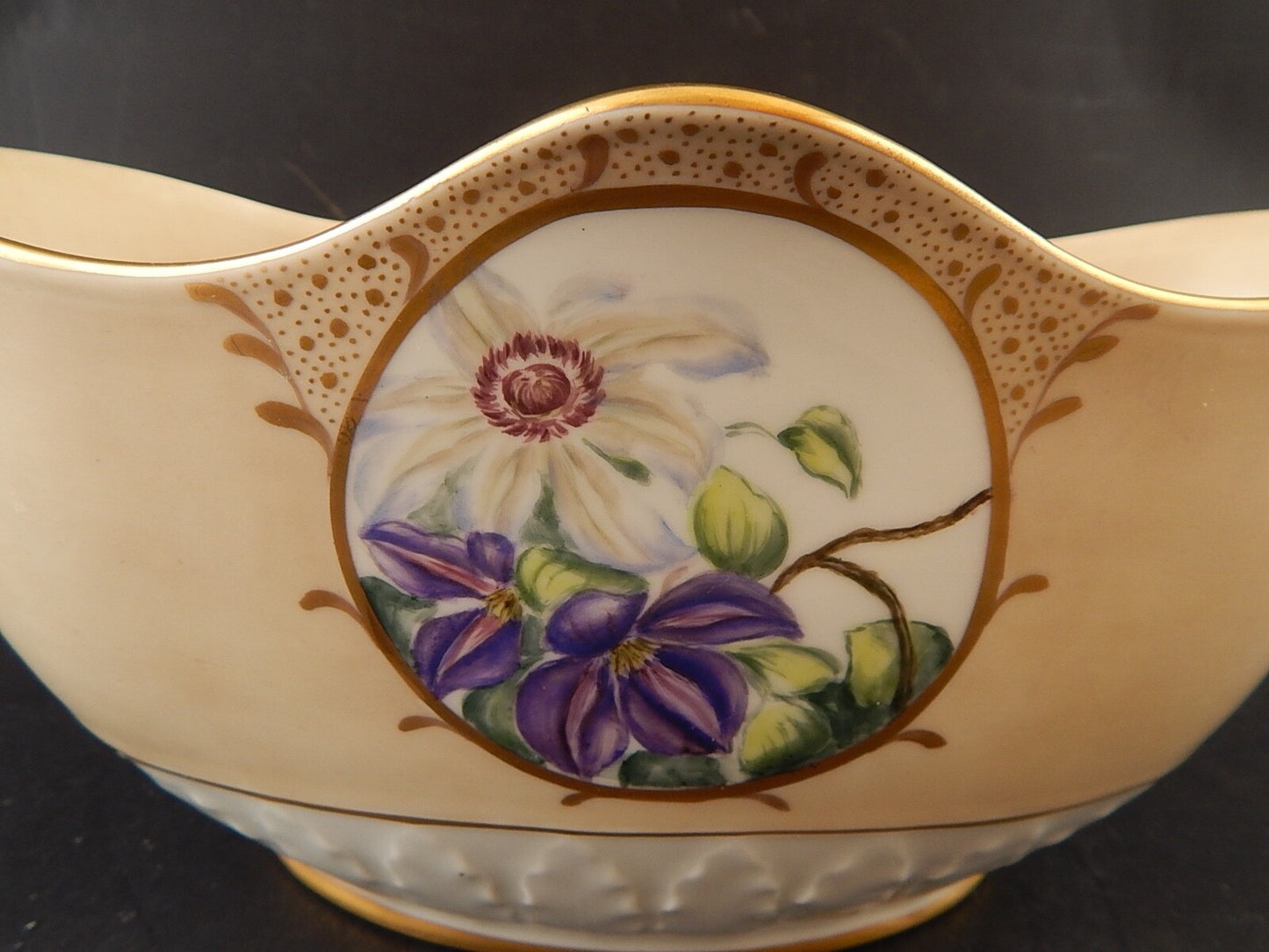 ANTICO CACHE POT VASO FIORIERA PORCELLANA DIPINTO A MANO MOTIVO FLOREALE