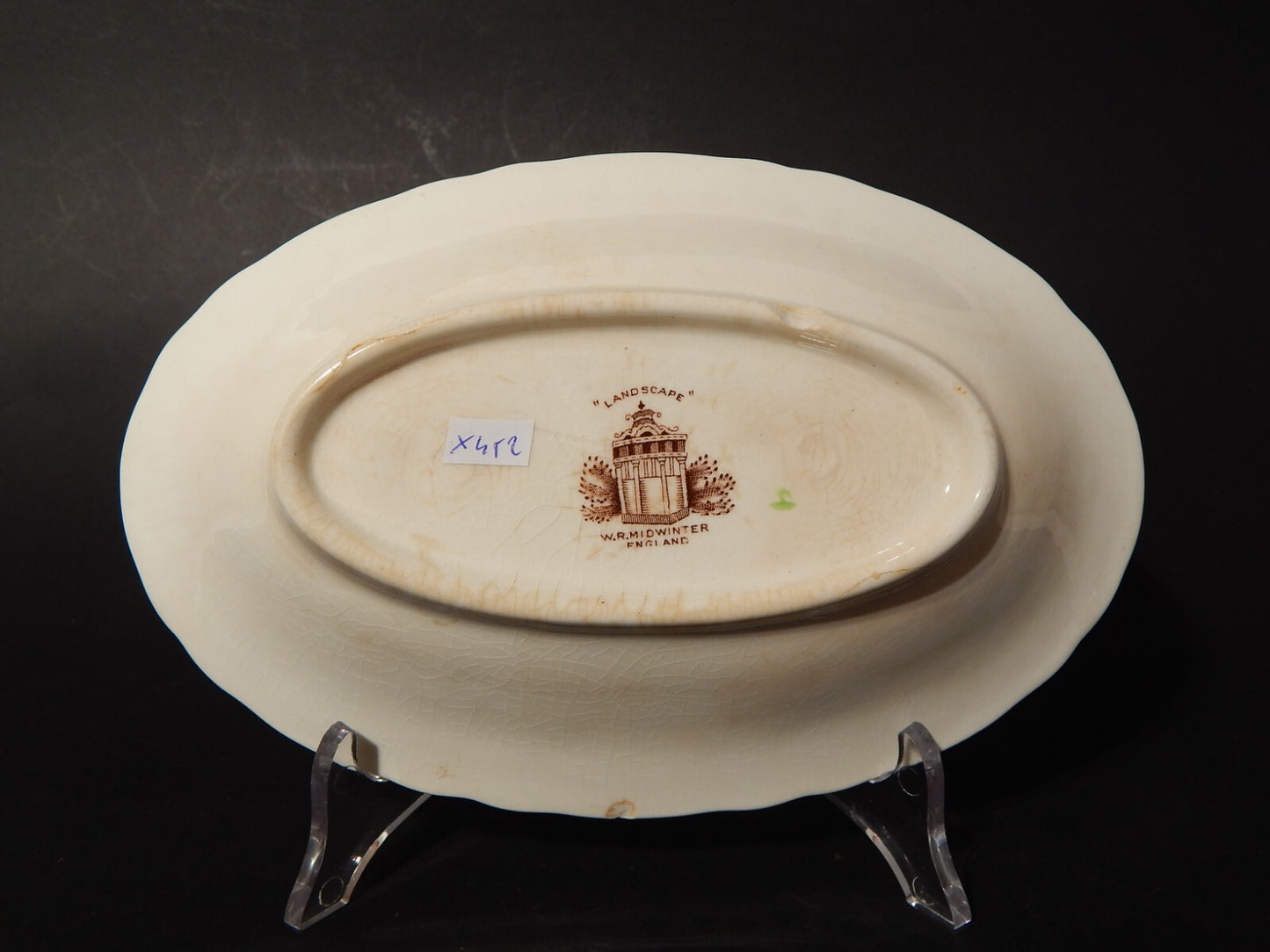 ANTICO VASSOIO RAVIERA SEMI PORCELLANA INGLESE W. R. MIDWINTER LANDSCAPE