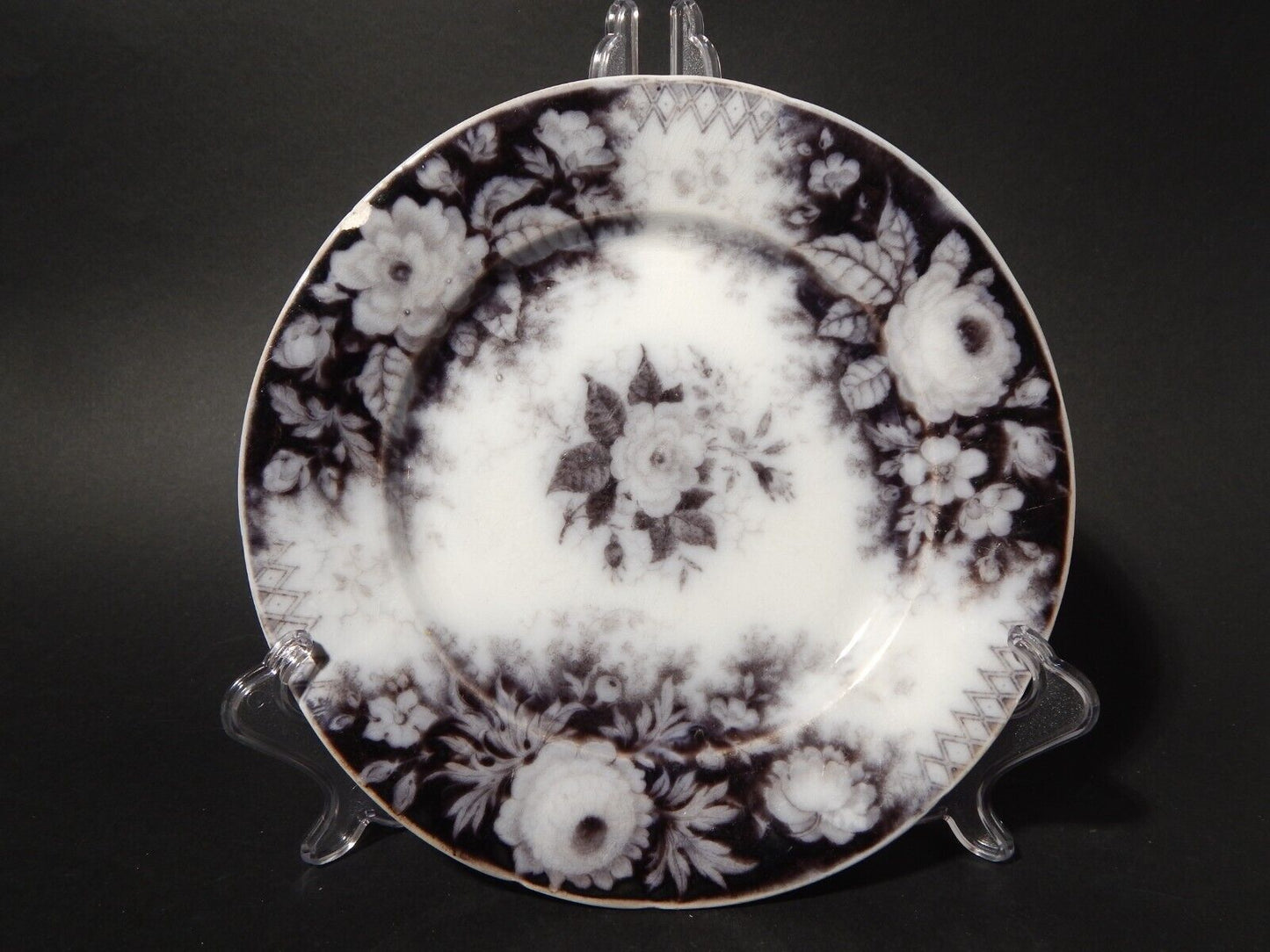 ANTICO PIATTO CERAMICA DISEGNO JARDINIERE VILLEROY & BOCH FINE '800 difetto 1146