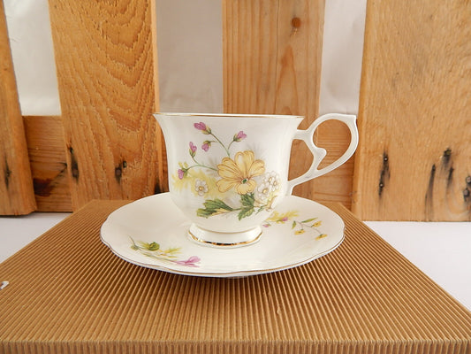 ROYAL WESSEX PORCELLANA INGLESE FINE BONE CHINA CLEMENTINE TAZZA DA TÈ PIATTINO