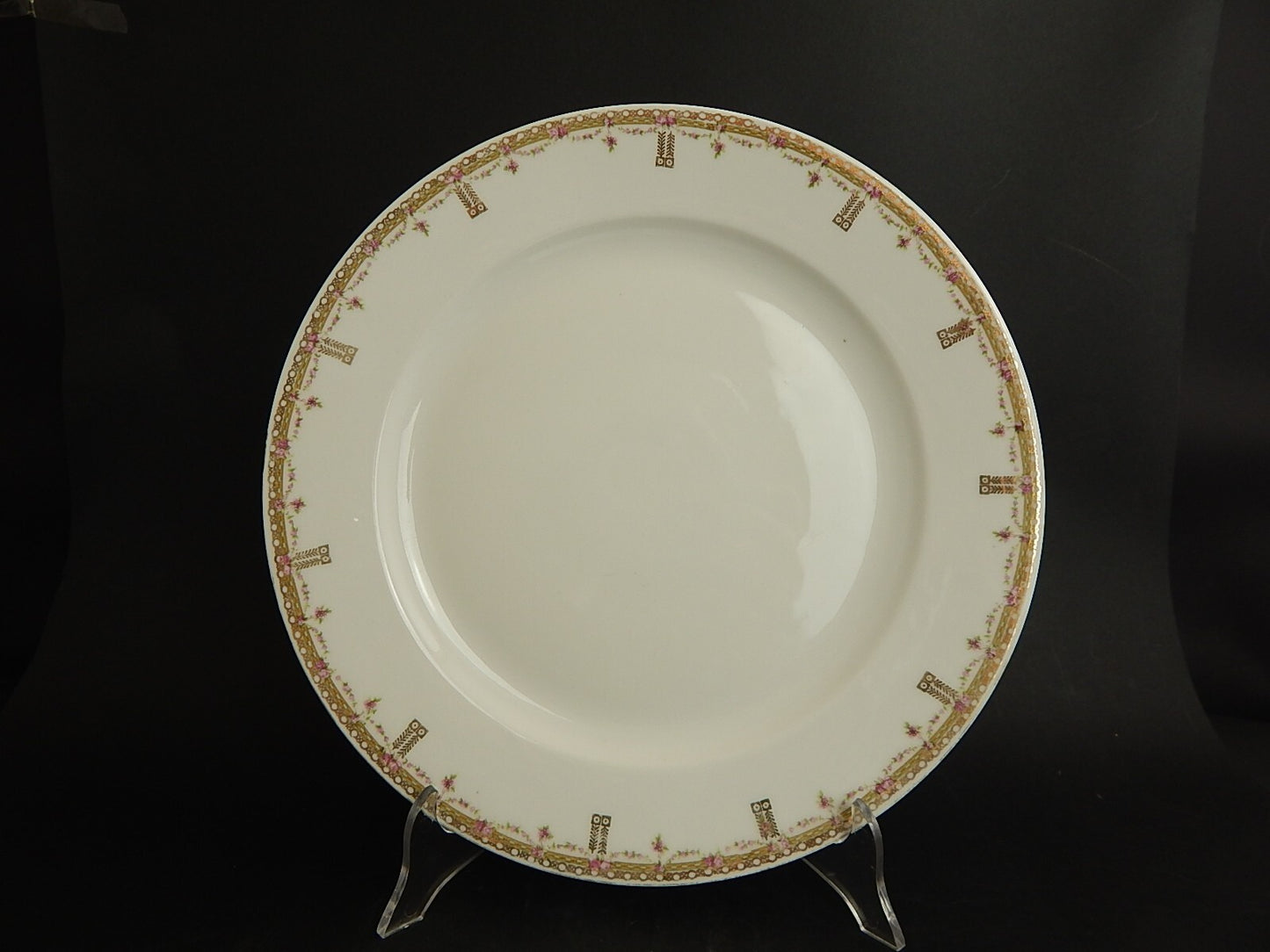 ANTICA VASSOIO ROTONDO PORCELLANA GINORI LIBERTY GHIRLANDE DI ROSE ORO ZECCHINO