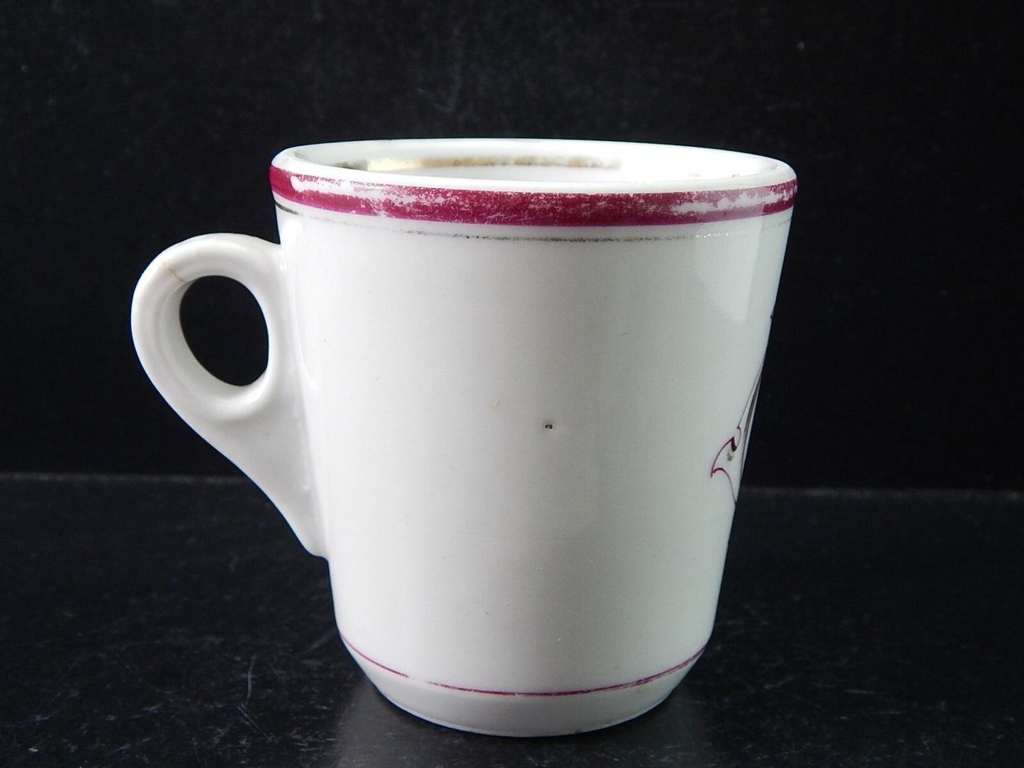 GINORI DOCCIA ANTICA RARA TAZZA PORCELLANA 1860 CON MONOGRAMMA #2076